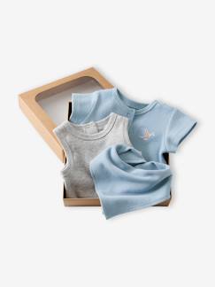 Baby-Latzhose, Overall-Baby Geschenkset WAL: Strampler, Body und Lätzchen aus Waffelpikee, Geschenkbox