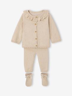 Baby-Hose, Jeans-Baby Strick-Set: Jacke, Hose und Schühchen, Geschenkbox