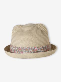 Chapeau paille bébé fille ruban