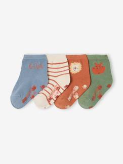 Baby-Socken, Strumpfhose-4er-Pack Baby Stoppersocken, Löwe und Nilpferd