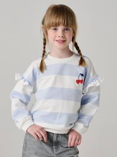 Mädchen-Pullover, Strickjacke, Sweatshirt-Mädchen Ringel-Sweatshirt, Volantärmel