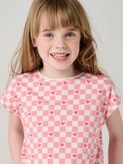 Fille-T-shirt, sous-pull-T-shirt fille imprimé noeud fantaisie manches courtes