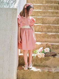 Fille-Robe-Robe cérémonie fille ceinture dorée 