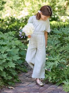 Mädchen-Mädchen Jumpsuit aus Musselin mit Stickerei