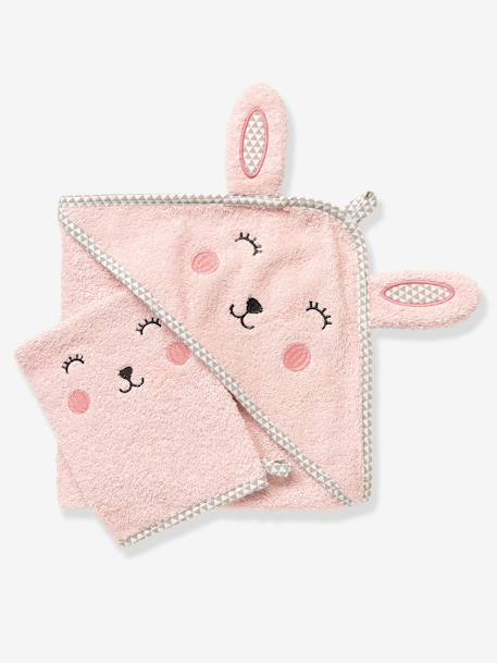 Cape De Bain Bebe A Capuche Brodee Animaux Rose Linge De Maison Et Decoration