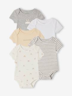 Baby-Body-5er-Pack Baby Schlupfbodys mit kurzen Ärmeln, Wolke- & Hasenmotiven