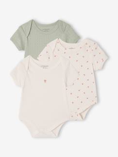 Baby-Body-3er-Pack Baby Bodys mit kurzen Ärmeln aus Pointelle-Jersey, Schlupfform