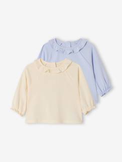 Bébé-T-shirt, sous-pull-Lot 2 T-shirts manches longues collerette