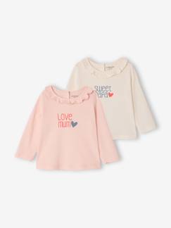 Bébé-T-shirt, sous-pull-Lot 2 T-shirt manches longues collerette