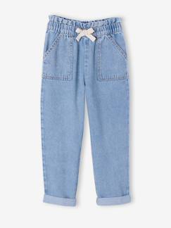 Mädchen-Jeans-Paperbag-Jeans mit Zierschleife Mädchen, Bundweite verstellbar