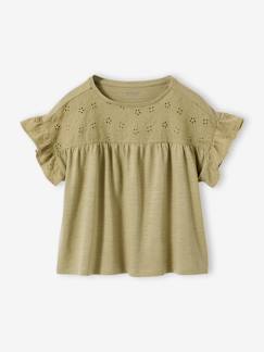 Mädchen-Blusenshirt mit Volantärmel und Lochstickerei, Mädchen
