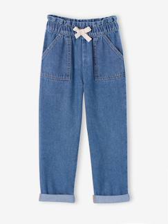 Mädchen-Paperbag-Jeans mit Zierschleife Mädchen, Bundweite verstellbar