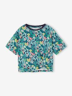Fille-T-shirt, sous-pull-T-shirt manches courtes tropical à nœud 