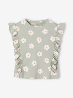 Fille-T-shirt, sous-pull-T-shirt manches courtes fille volants