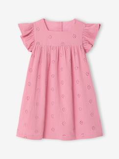 Fille-Robe-Robe fille gaze de coton brodée fleurs