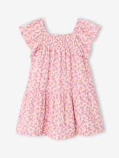 Mädchen-Gesmoktes Kleid mit Blumen Mädchen