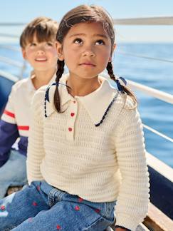 Mädchen-Pullover, Strickjacke, Sweatshirt-Feinstrick-Pullover Mädchen mit Kragen