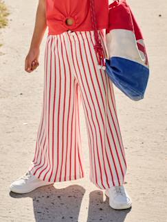 Mädchen-Leggings-Weite gestreifte Hose aus Ajourstrick, Mädchen, Bundweite verstellbar
