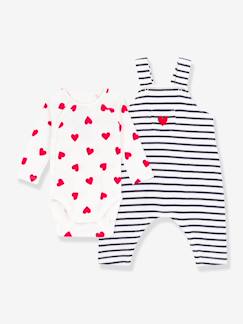 Baby-Latzhose, Overall-Baby-Set aus Body und Latzhose PETIT BATEAU