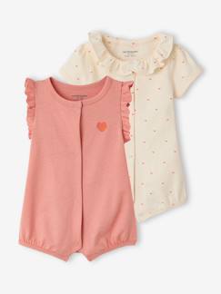 2er-Pack kurze Baby Schlafanzüge Herzen Bio-Baumwolle