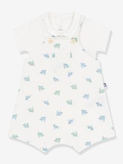 Baby-Latzhose, Overall-Baby-Set: Latz-Shorts & Body Kurzarm PETIT BATEAU