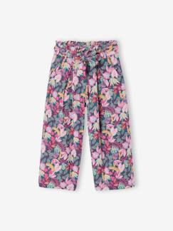 Fille-Pantacourt fille large gaze de coton style paperbag 