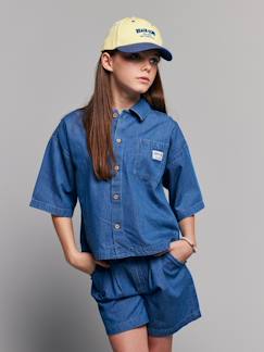 Mädchen-Mädchen-Set: Bluse und Shorts aus leichtem Denim, Bundweite verstellbar JONEN