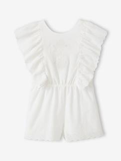 Mädchen-Kurzer Mädchen Jumpsuit mit Stickerei und Volants, festlich