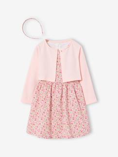 Mädchen-Set aus Kleid, Cardigan und Haarband für Mädchen