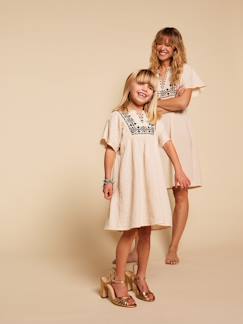 Mädchen-Kleid-Mädchen Musselin-Kleid Boho-Stickerei Mama-Tochter-Capsule ENVIE DE FRAISE