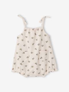 Baby-Latzhose, Overall-Baby Mädchen Kurzoverall, Spaghettiträger mit Schleifen, Bio-Baumwolle
