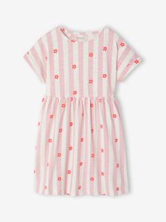Mädchen-Gestreiftes Jersey-Kleid mit kurzen Ärmeln Mädchen