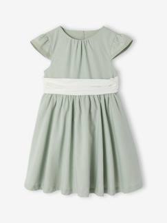 Mädchen-Festliches Kleid mit Schleife Baumwoll-Leinen-Mix Mädchen