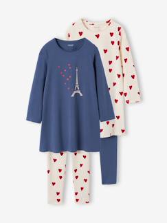 Mädchen-2er-Pack Mädchen Nachthemden mit Leggings PARIS und HERZEN Mädchen