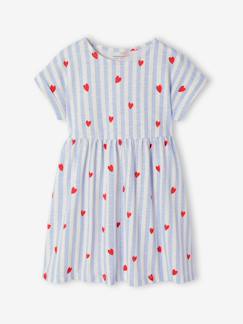 Mädchen-Gestreiftes Jersey-Kleid mit kurzen Ärmeln Mädchen