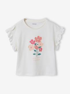 Fille-T-shirt, sous-pull-Tee-shirt fille motif romantique manches courtes à volant