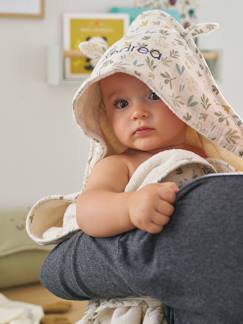 Baby-Badecape, Bademantel-Set aus Musselin-Badecape & Waschhandschuh Baby BAYOU, personalisierbar