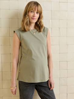 Vêtements de grossesse-T-shirt grossesse sans manches coton bio