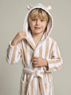 Peignoir enfant rayé Ours personnalisable, avec coton recyclé