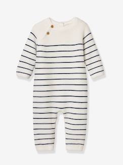 Baby-Latzhose, Overall-Baby Strick-Overall im Marinelook, Bio-Baumwolle CYRILLUS