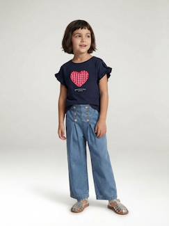 Mädchen-Weite Mädchen Jeans mit Zierknöpfen, Matrosen-Look, Bundweite verstellbar