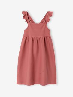 Mädchen-Kleid-Mädchen Kleid mit Volant-Trägern aus Rippjersey