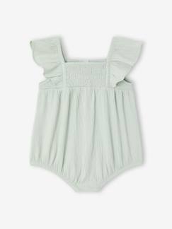 Baby-Latzhose, Overall-Baby Kurzoverall mit gesmockten Ausschnitt und Volantärmeln, Bio-Baumwolle