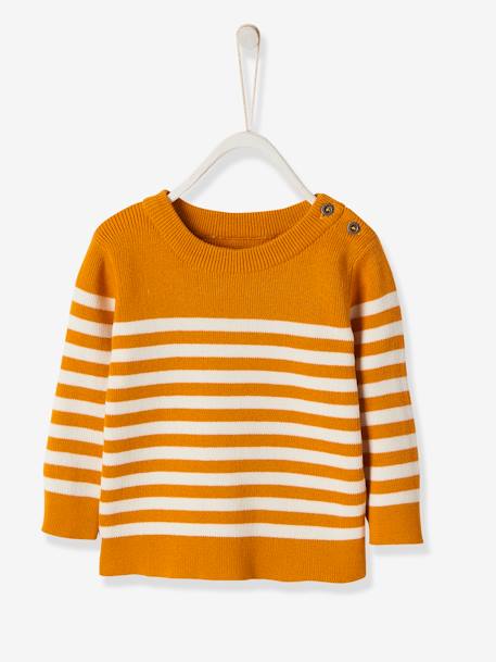 Pull Mariniere Bebe Garcon Ocre Raye Bebe