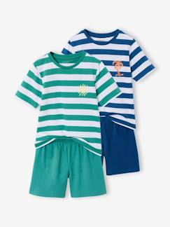 Garçon-Pyjama, surpyjama-Lot 2 pyjashorts à rayures