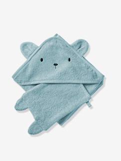 Bio-Kollektion: Bade-Cape mit Waschhandschuh, Kapuzenhandtuch