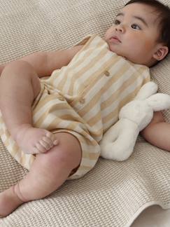 Baby-Latzhose, Overall-Ärmelloser Baby Kurzoverall mit Streifen, Baumwoll-Leinenmix