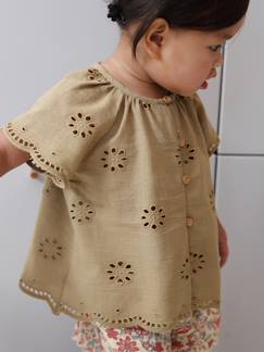 Baby-Hemd, Bluse-Baby Bluse mit Lochstickerei