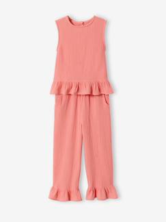 Mädchen-Set aus ärmelloser Bluse und Hose mit Rüschen für Mädchen