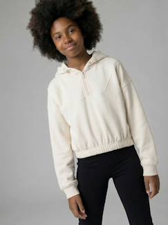 Mädchen-Pullover, Strickjacke, Sweatshirt-Cropped-Sweatshirt mit Kapuze Mädchen JONEN